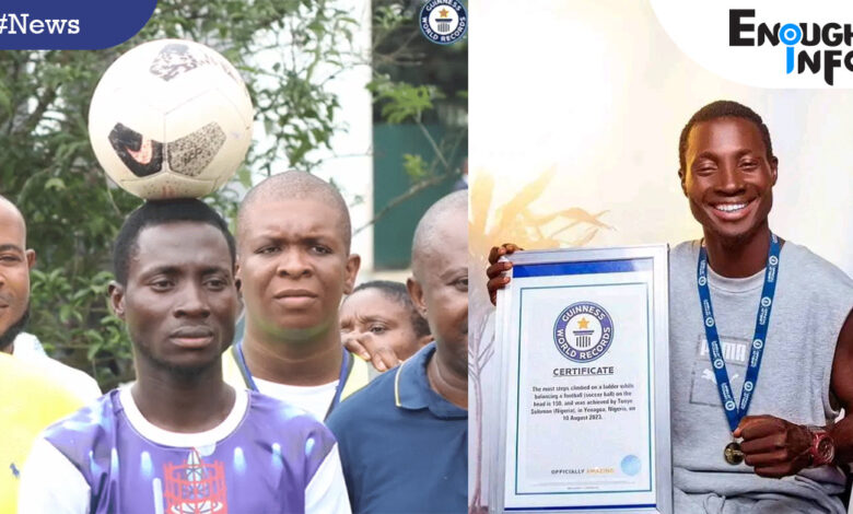Nigerian climbs Mast with ball on head to set Guinness World Record