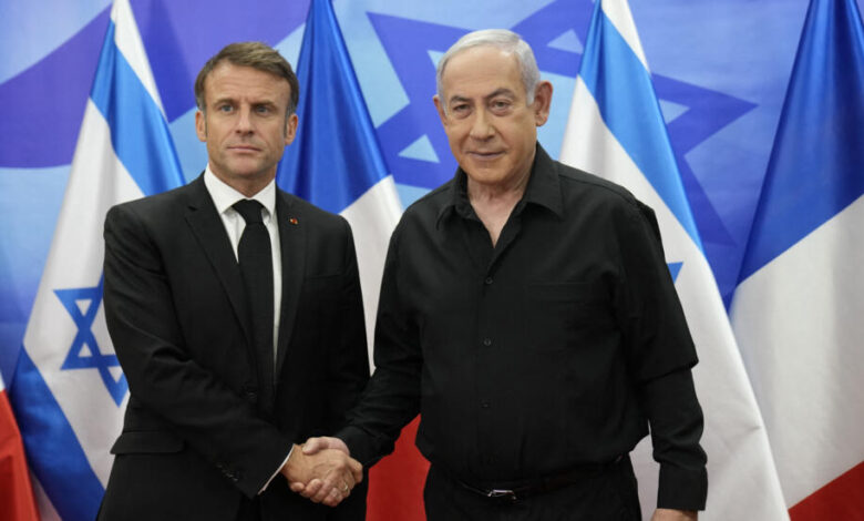 French President Macron meets with Israeli Prime Minister on solidarity visit to Israel
